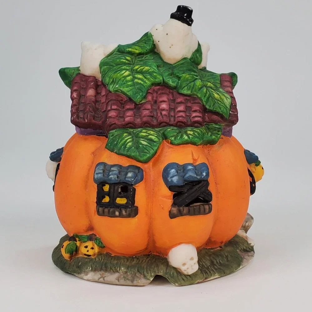 Halloween Pumpkin School House Ceramic Ghosts Jack-O-Lantern